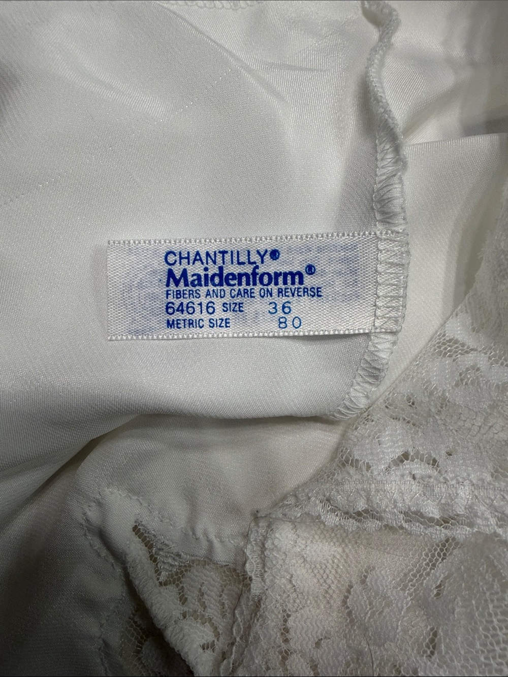 Maidenform White Satin Chemise with Lace V-Neck - Picture 3 of 4
